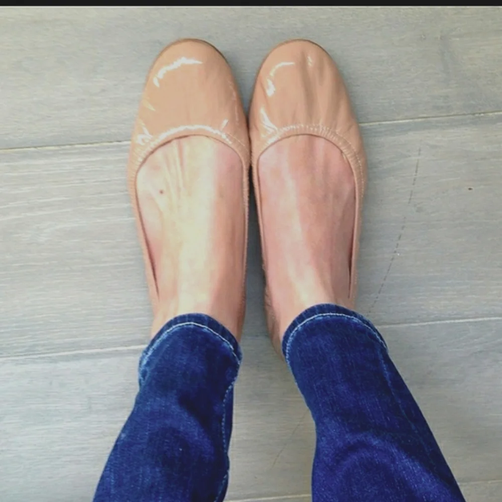 leather upper nude ballet flat slip-on flexible minimalist comfort and style 7.5